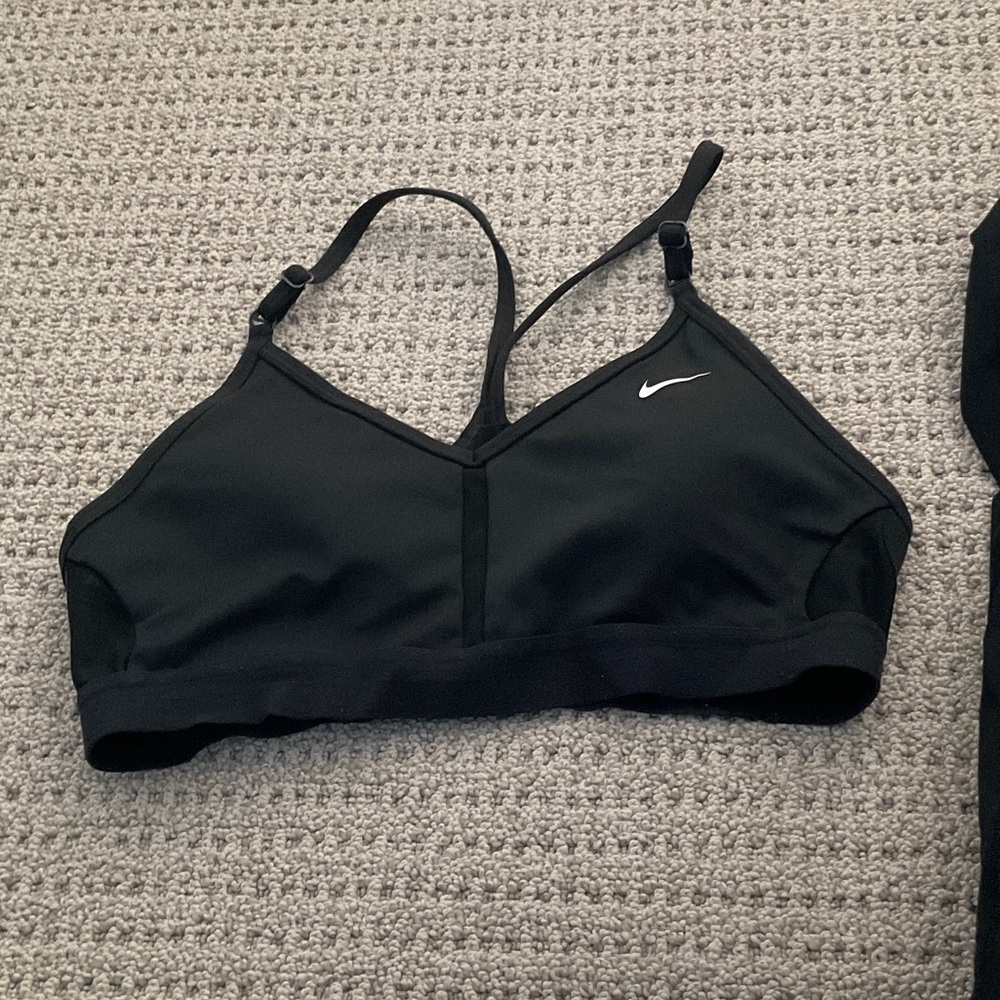 Nike Women's Black Sports Bra with White Logo